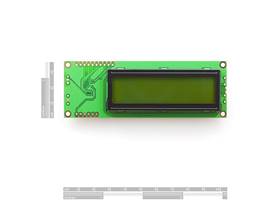 16x2 Serial Enabled LCD - Black on Green (Front)